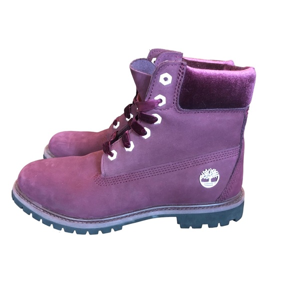 Timberlands Limited Edition Burgundy Velvet Boots size 9 - Picture 2 of 10